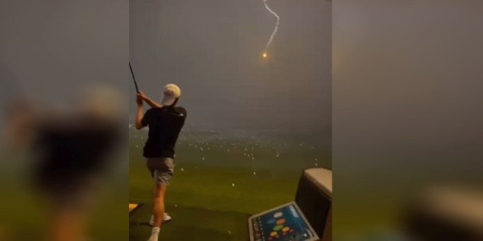 Milyonda bir olay: Havadaki golf topuna yıldırım çarptı. İşte o anlar…