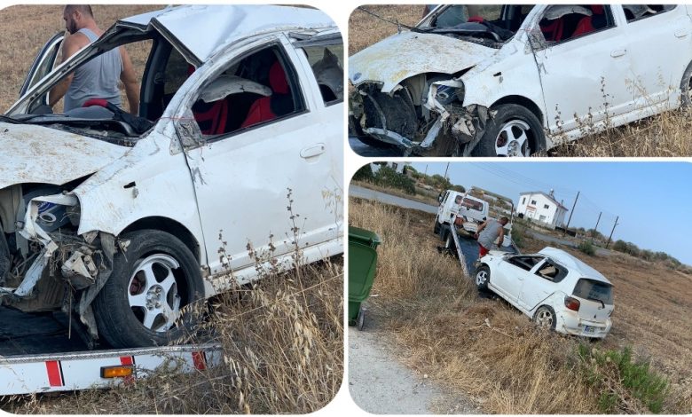 Direksiyon hakimiyetini kaybetti, yoldan çıkıp takla attı
