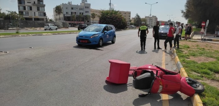 Gönyeli’de korkutan kaza… Motosiklet sürücüsü ağır yaralandı