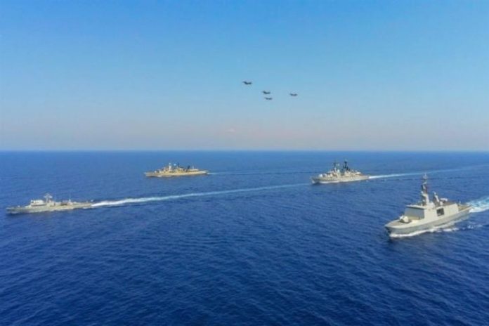 Rum tarafı üç ülkeyle birlikte Kıbrıs’ın deniz bölgesinde tatbikat yapıyor