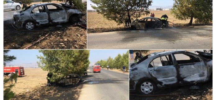 Alayköy’de kaza! Çarpmanın etkisiyle araç alev aldı