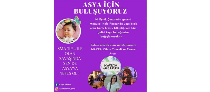 Asya bebek için yarın akşam Mağusa Kale Pasajı’nda müzik gecesi düzenlenecek