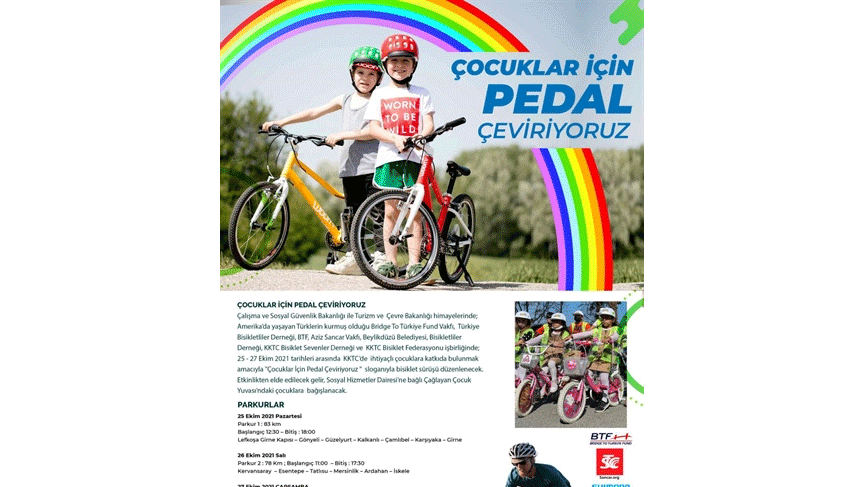 Bisikletçiler çocuklar için pedal çevirecek