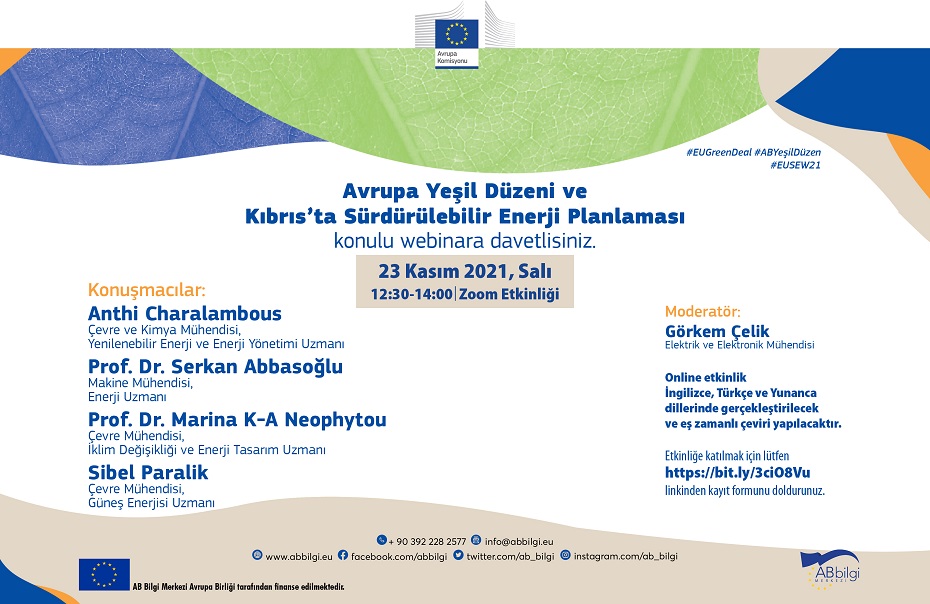 Avrupa Komisyonu, yarın, “Avrupa Yeşil Düzeni ve Kıbrıs’ta Sürdürülebilir Enerji Planlaması” konulu webinar düzenliyor – BRTK