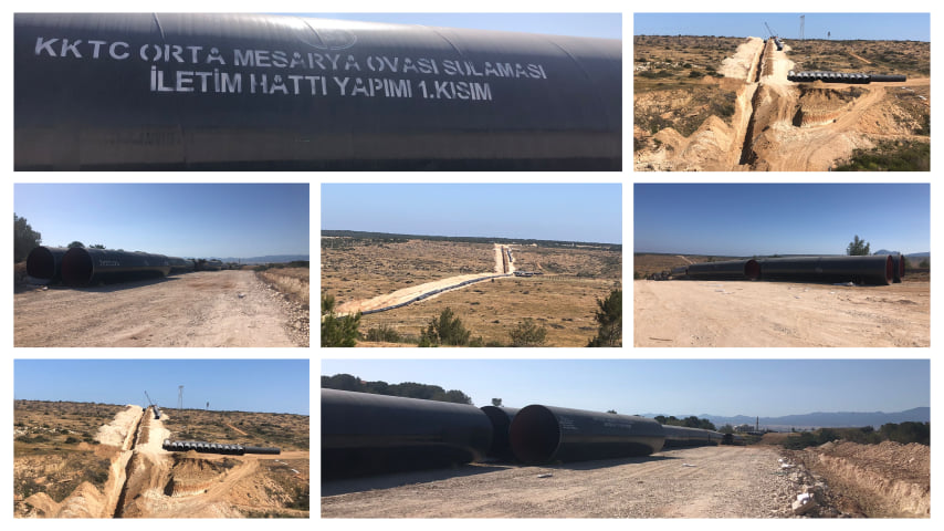 KKTC Orta Mesarya Ovası Sulaması İletim Hattı yapım çalışmaları hız kazandı