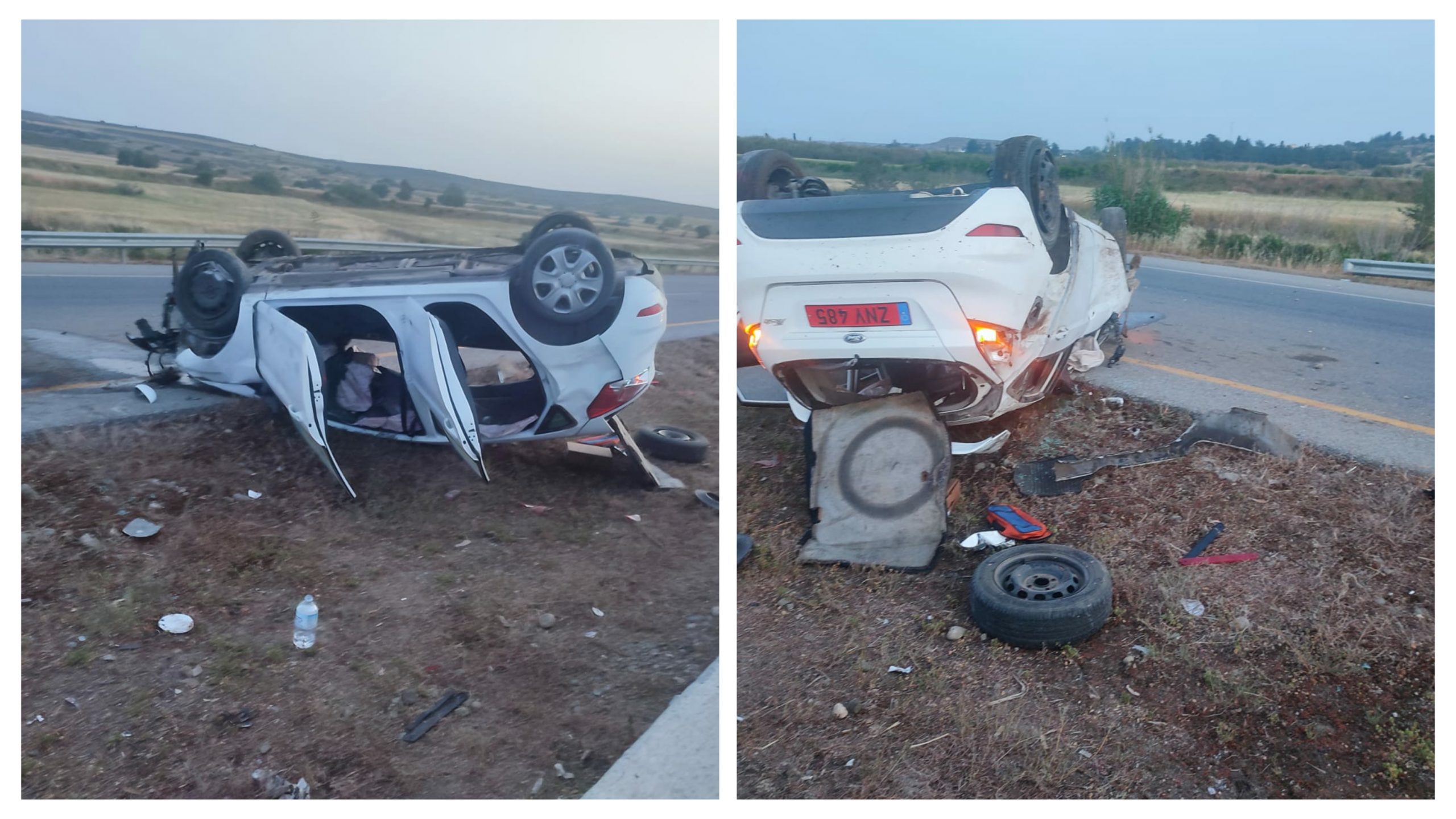 Beton bariyere çarpıp takla attı