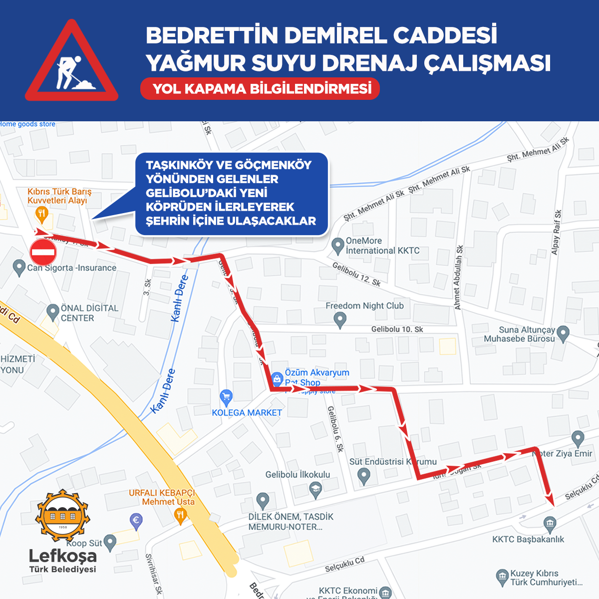 Başbakanlık kavşağında yağmur suyu drenaj çalışmaları salı günü başlayacak