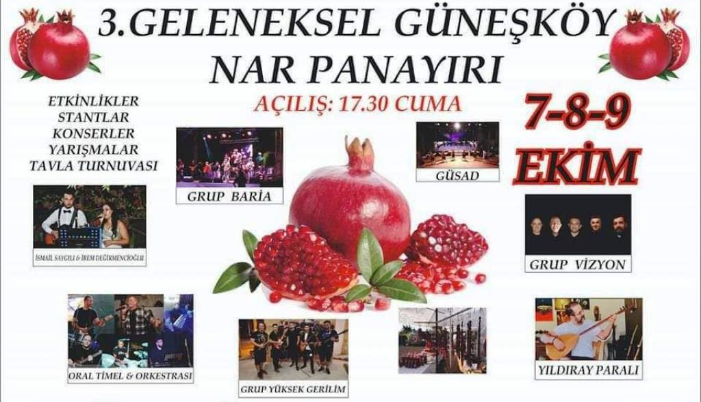 3. Güneşköy Geleneksel Nar Panayırı 7-9 Ekim tarihleri arasında yapılıyor