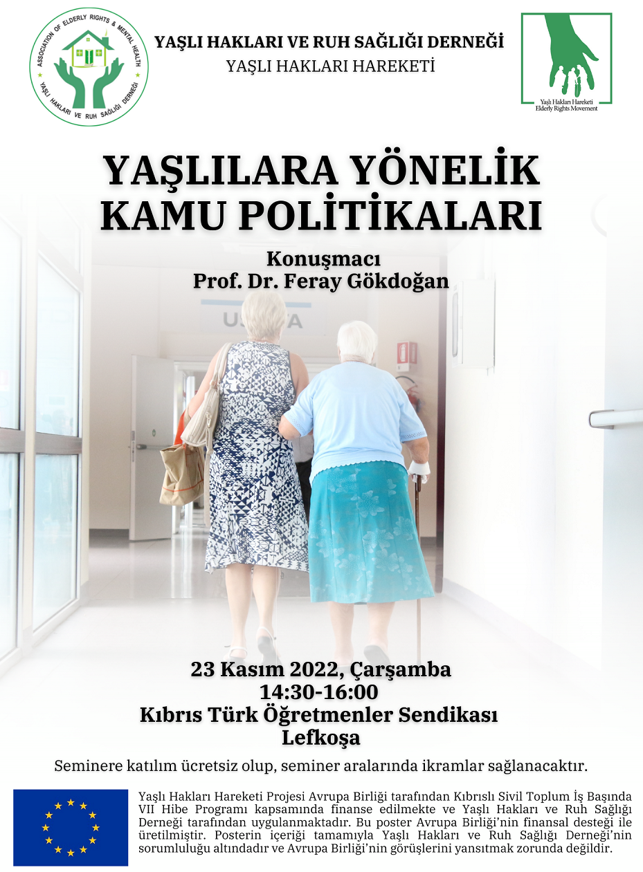 Yaşlı Hakları ve Ruh Sağlığı Derneği, Yaşlılara Yönelik Kamu Politikaları semineri düzenliyor