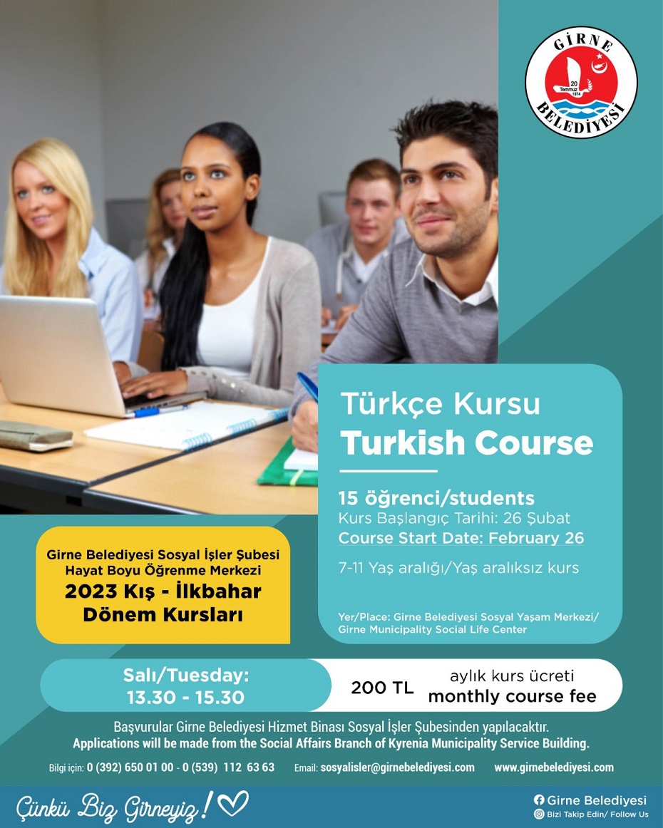 Girne Belediyesi yedi farklı kurs açıyor