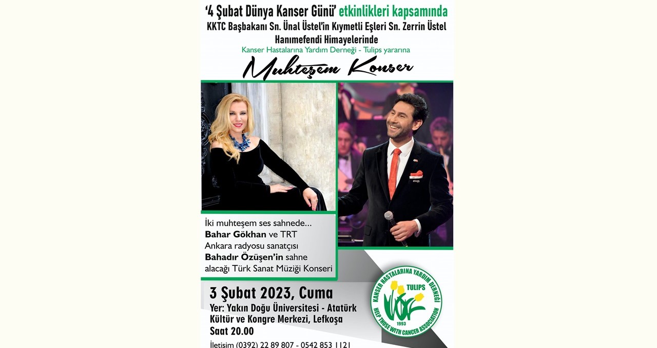 Kanser Hastalarına Yardım Derneği (KHYD)- Tulips yararına Türk Sanat Müziği Konseri verilecek