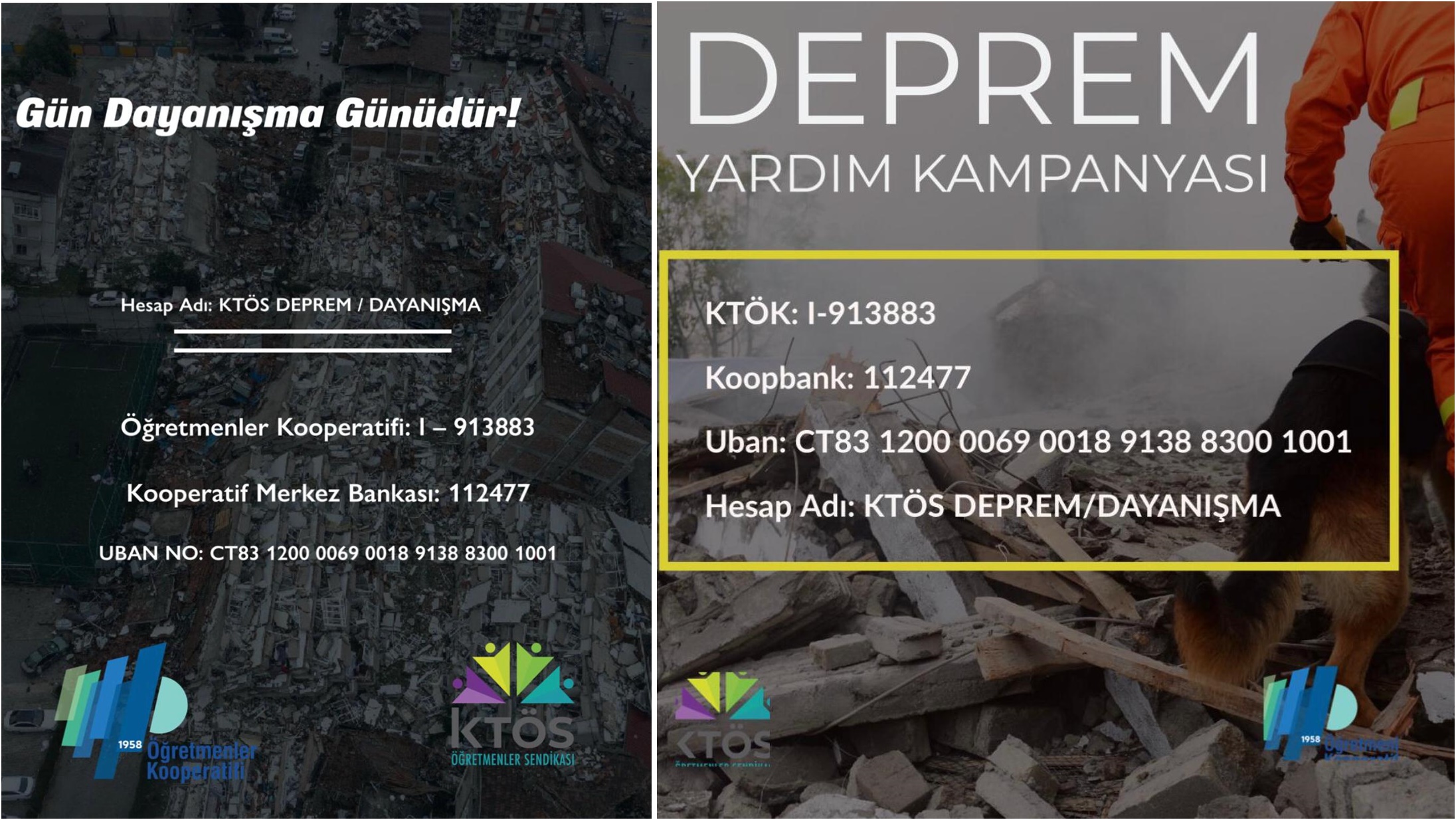 Öğretmenler Kooperatifi ve KTÖS deprem yardım kampanyası başlattı