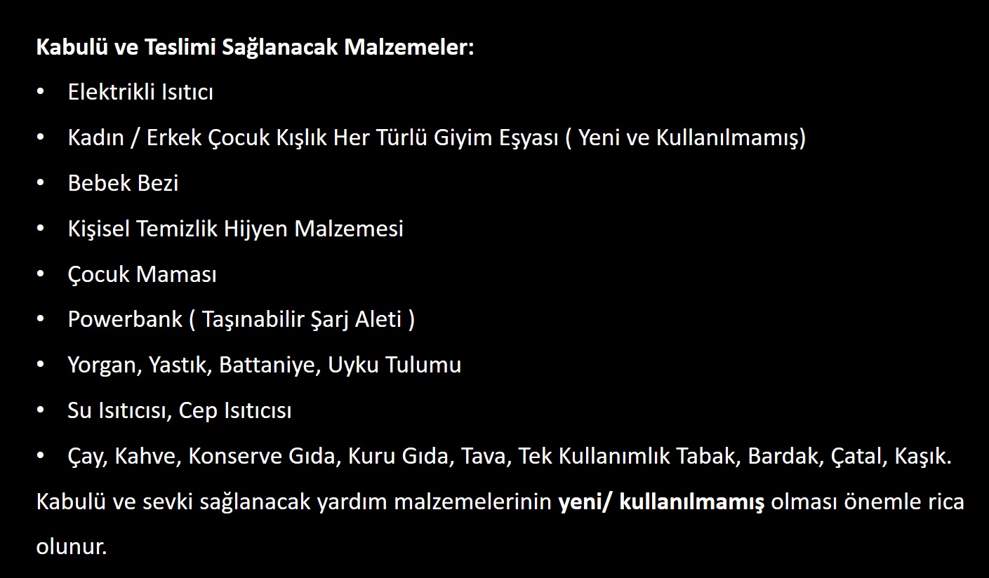 Posta Dairesi, deprem bölgeleri için ihtiyaç listesini duyurdu