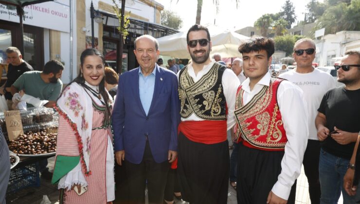 Cumhurbaşkanı Ersin Tatar, Lefke Belediyesi ile Lefke Turizm Derneği’nin iş birliğinde organize edilen Lefke Hurma Festivali’ne katıldı.   Cumhurbaşkanlığından yapılan açıklamaya göre Cumhurbaşkanı Ersin Tatar, etkinlik kapsamında yer alan gösterileri izledi, festivalde kurulan stantları gezdi.  Cumhurbaşkanı Tatar ayrıca festivale gelen vatandaşlarla da sohbet etti.